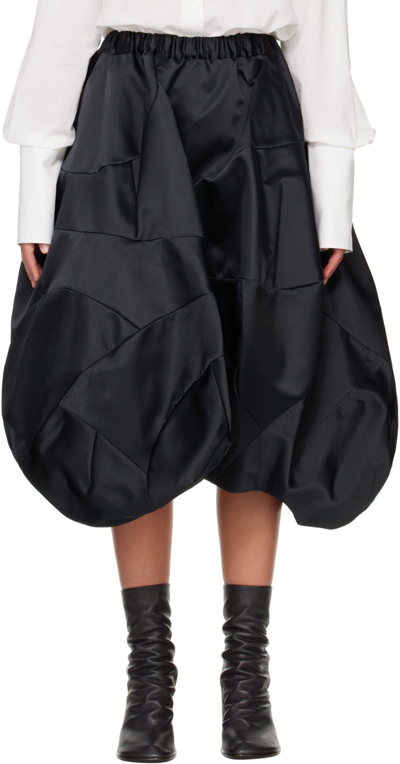 Comme des Garcons Black Bubble Satin Midi Skirt 262245F092003