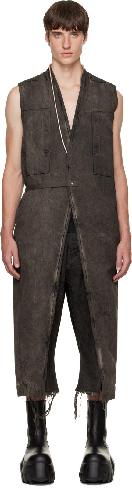Gray Tower Long Lab Denim Vest 262232M185012