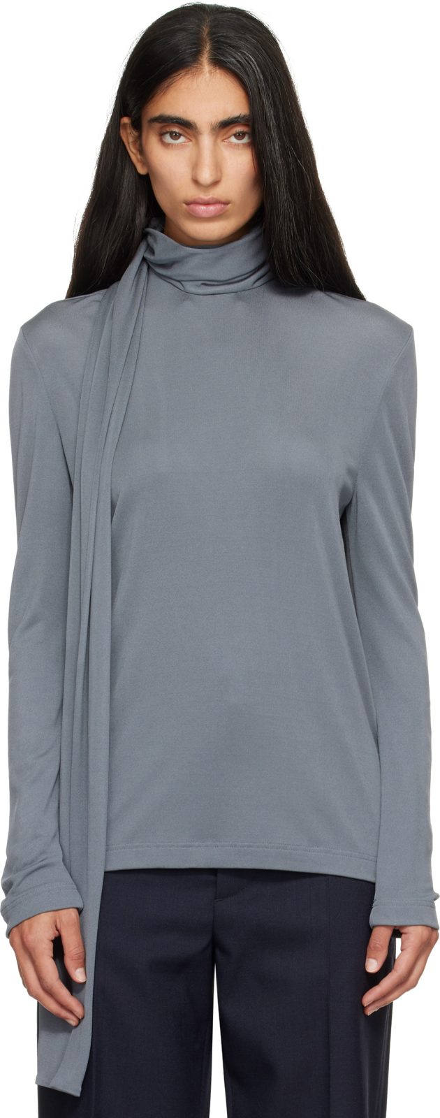 Gray Viscose Jersey Top 262798F099001
