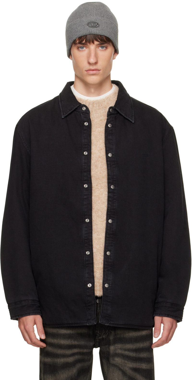 Black D-Flaim-D Denim Overshirt 262001M177001