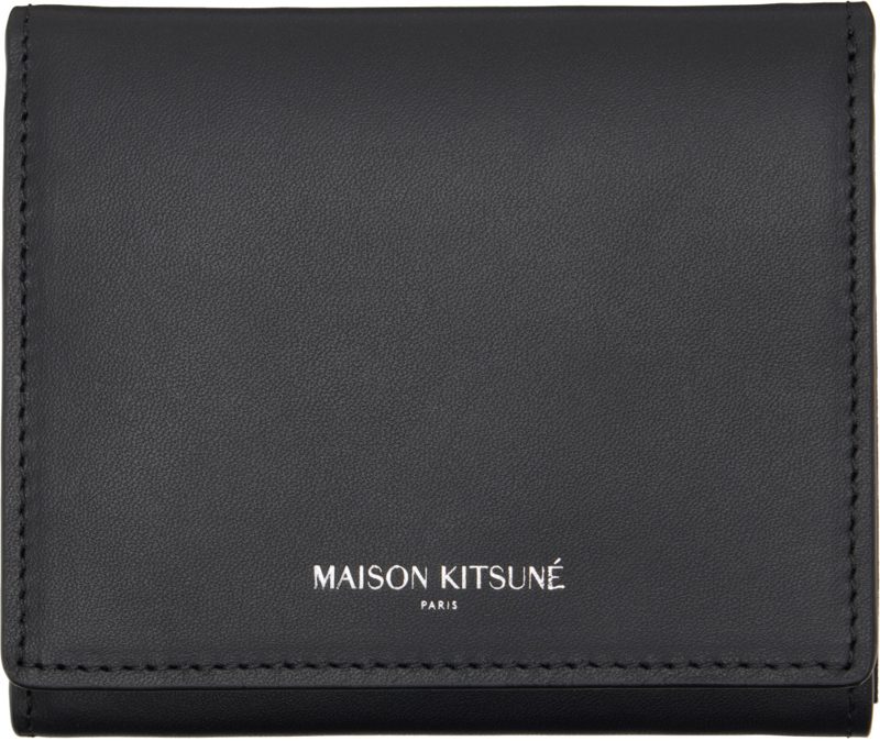 Maison Kitsune Black Paris Trifold Wallet 262389M164000
