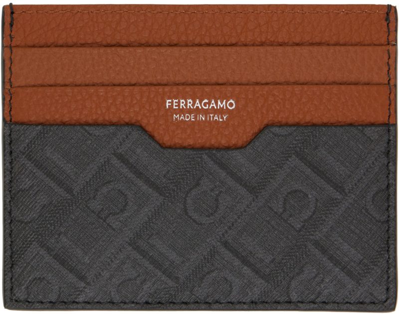Gray & Brown Monogram Credit Card Holder 262270M163005