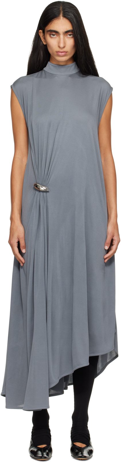 Gray Crepe Viscose Jersey Maxi Dress 262798F055000