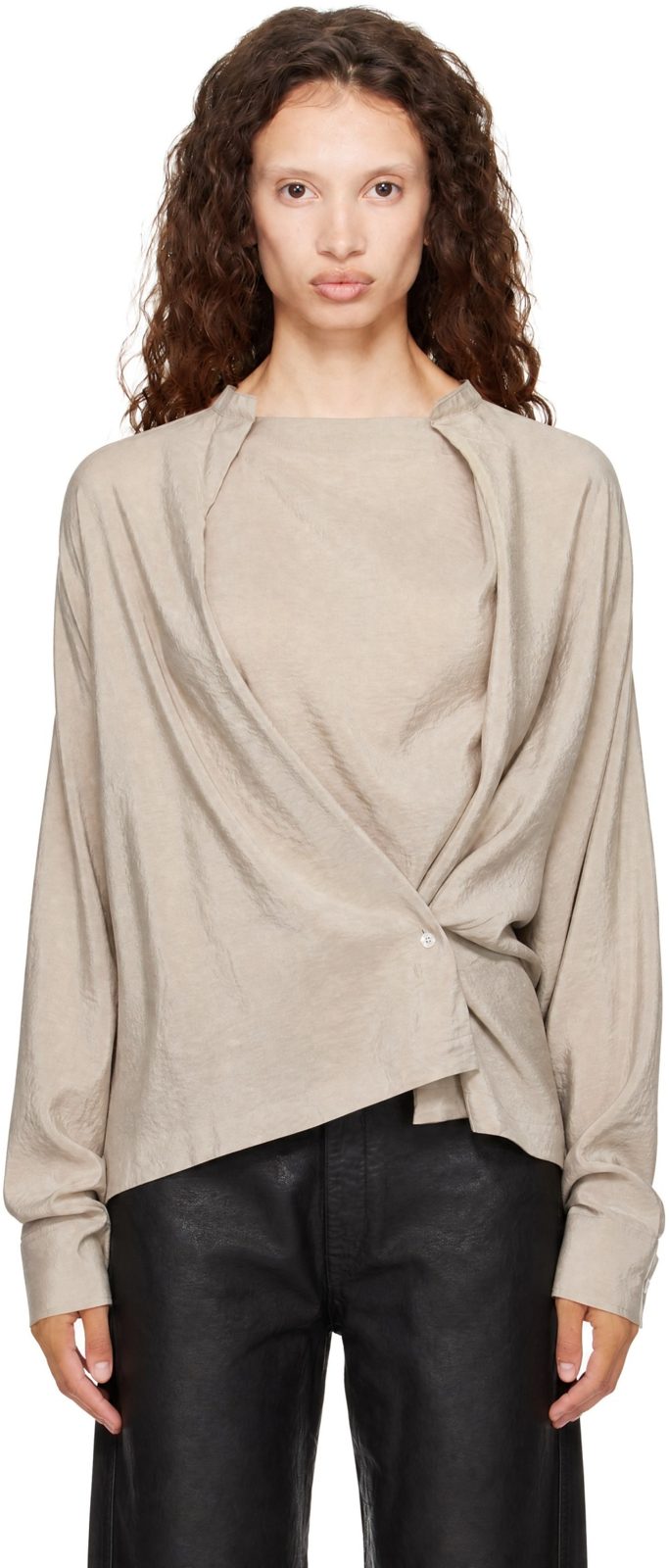 Taupe Twisted Blouse 252646F107015