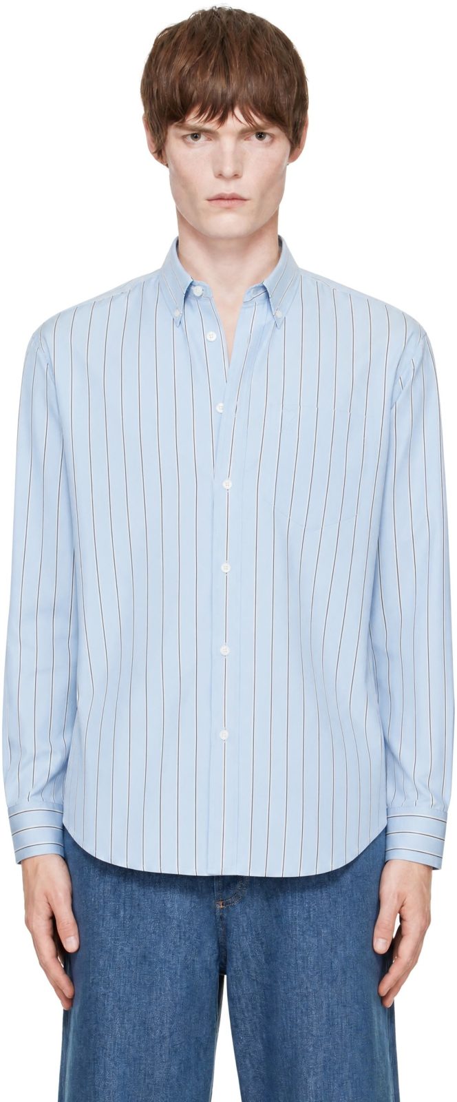 Blue Boxy Striped Cotton Ami de Coeur Shirt 262482M192002