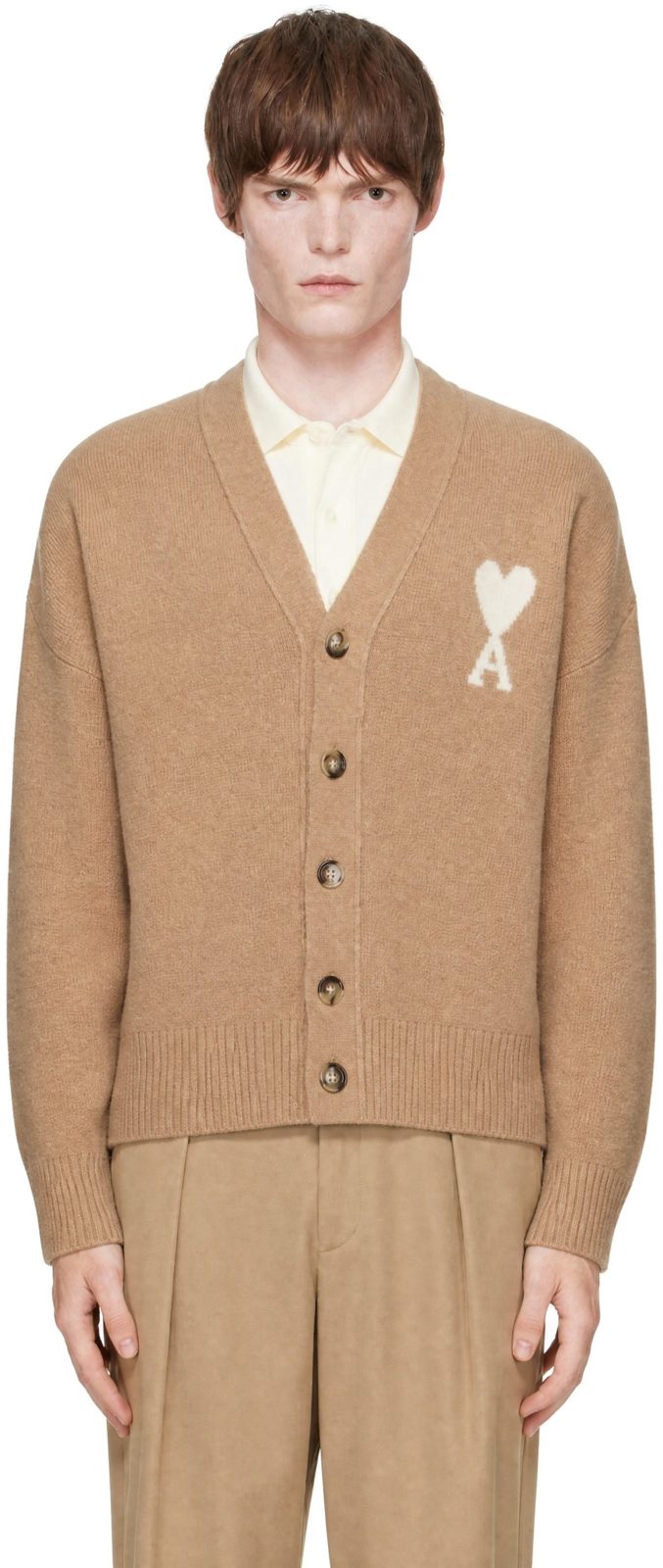 Beige Alpaca Ami de Coeur Cardigan 262482M200007