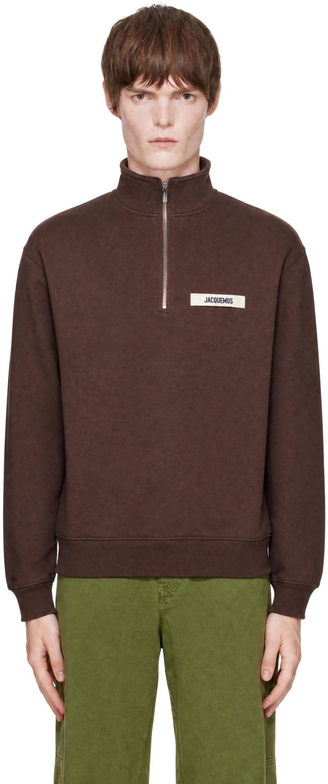 Brown The Gros Grain zipped-rollneck Sweatshirt 252553M202003