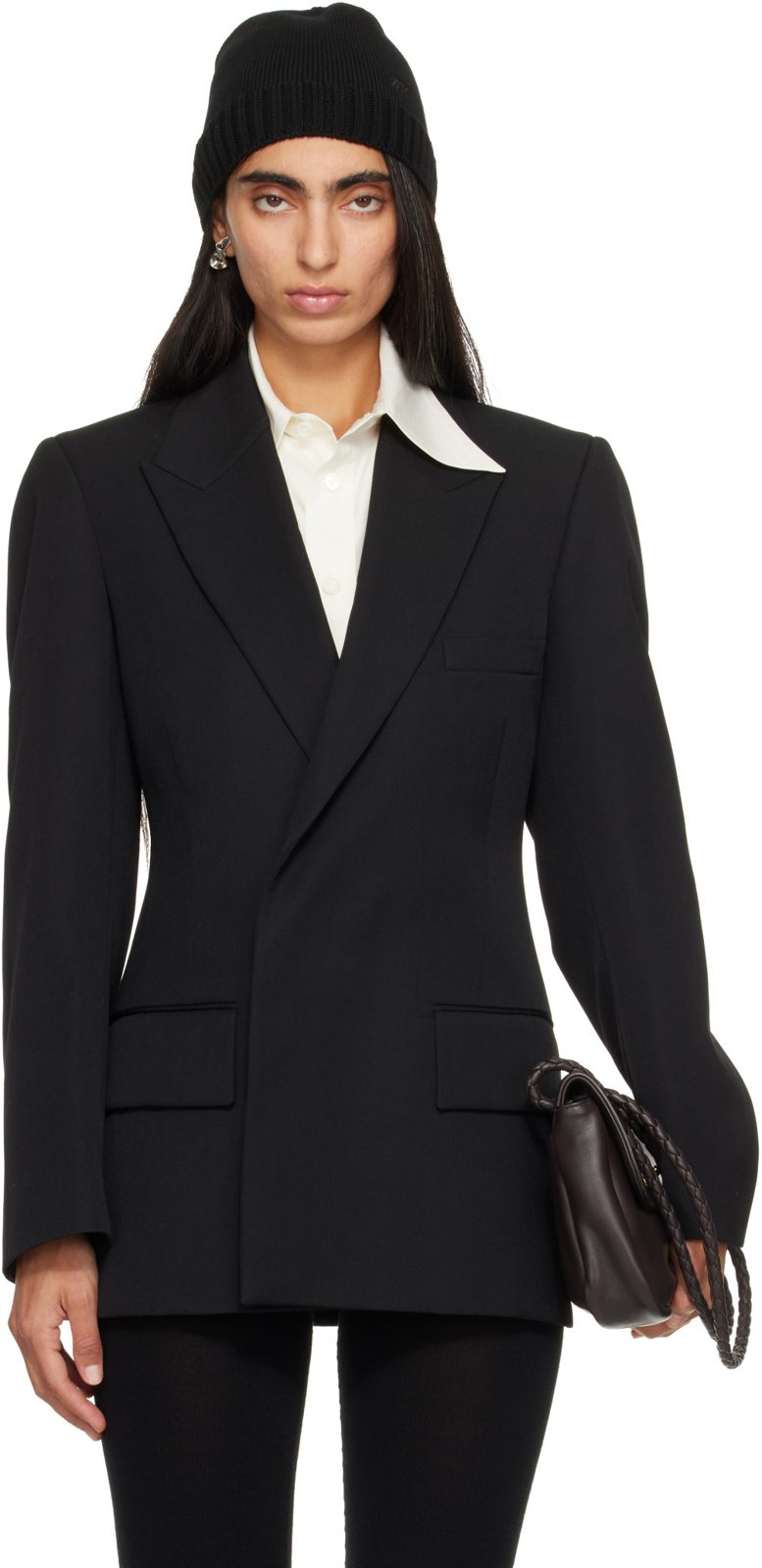Black Floating Wool Jacket 262798F057003