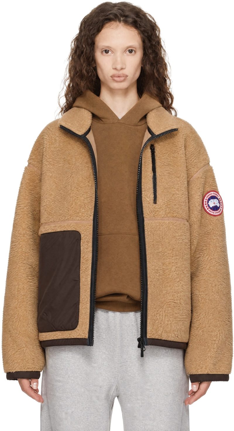 Beige Simcoe Zip Up Fleece Jacket 262014F097003