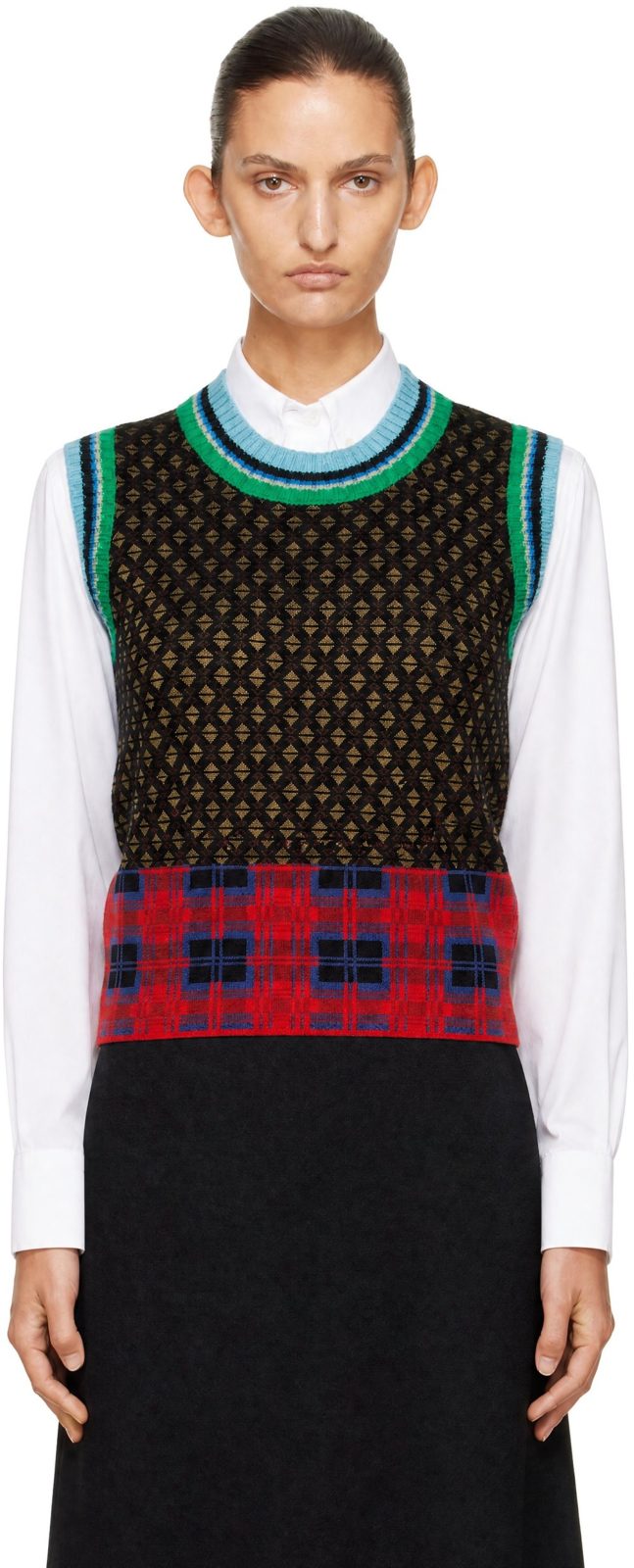Multicolor Jacquard Wool Sweater Vest 262358F096009