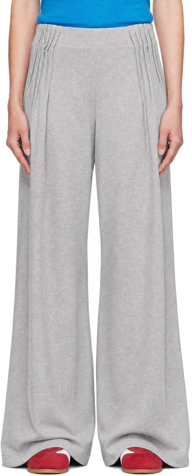 Gray Pleated Lounge Pants 262358F086002