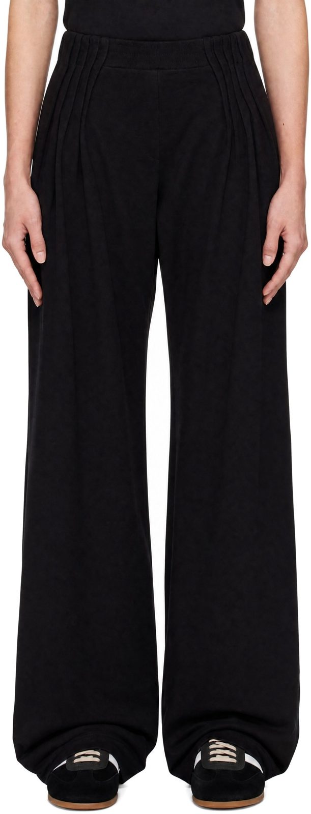 Black Pleated Lounge Pants 262358F086003