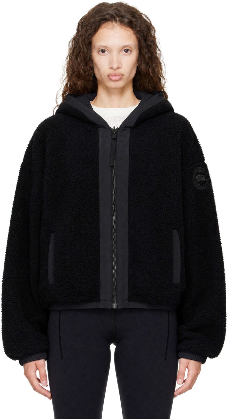 Black Alberni Fleece Reversible Bomber Jacket 262014F058002