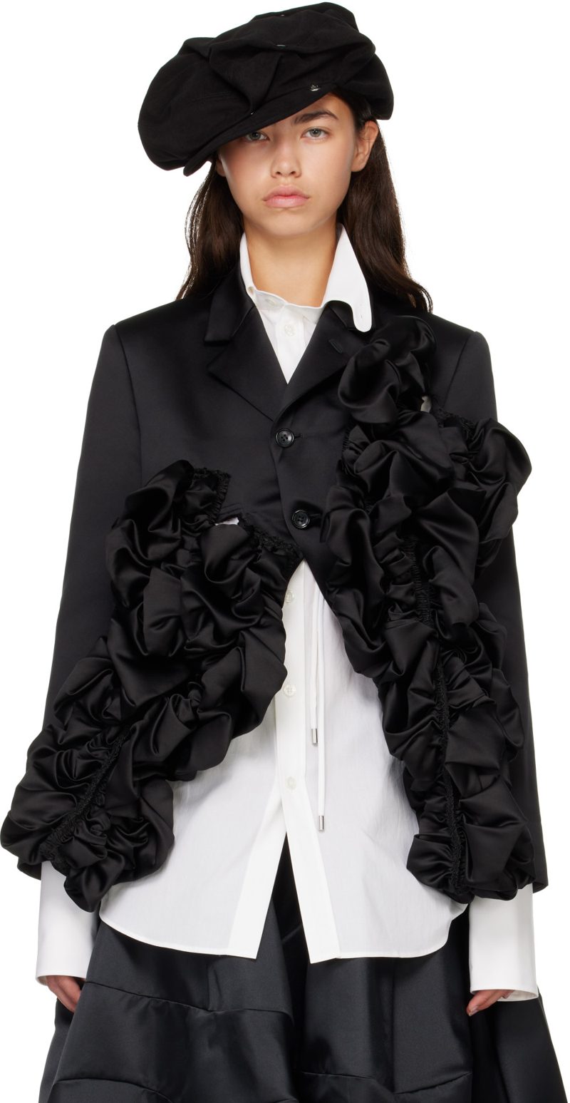 Comme des Garcons Black Gathered Satin Jacket 262245F057003
