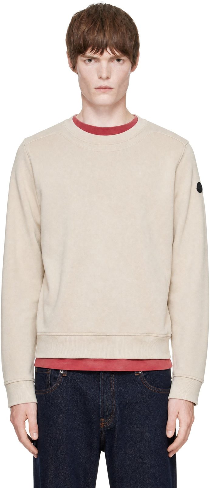 Beige Logo Patch Cotton Sweatshirt 252111M204022