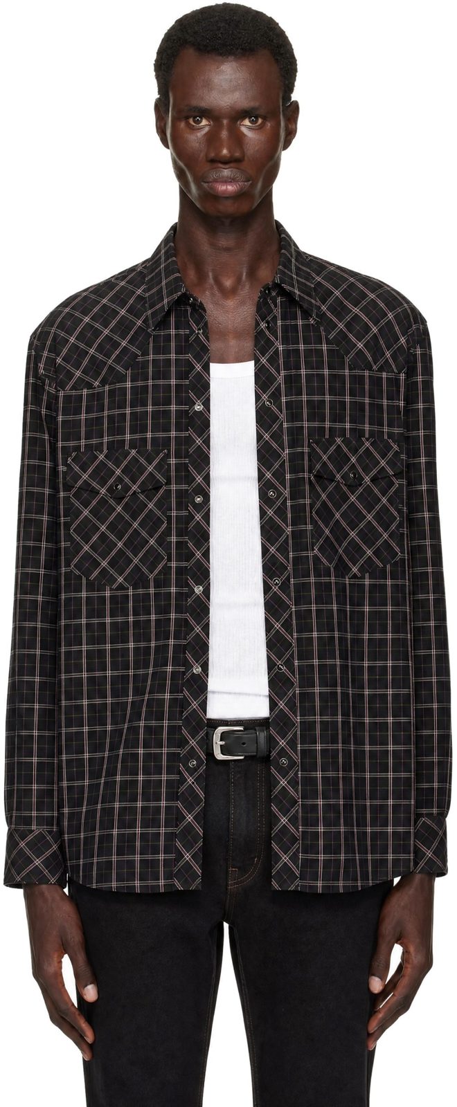 Black & Purple Western Check Shirt 252646M192016