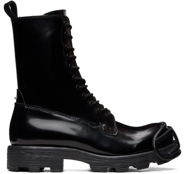 Black Oval D Toe Guard D-Hammer-Leather Boots 262001M255003