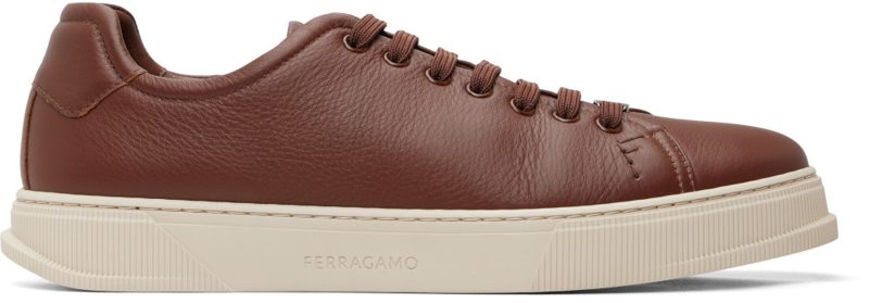Brown Elastic Lace Sneakers 262270M237006