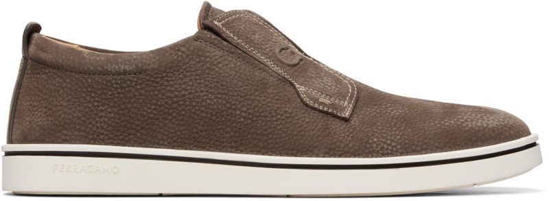 Taupe Derby Slip-On Sneakers 262270M237008