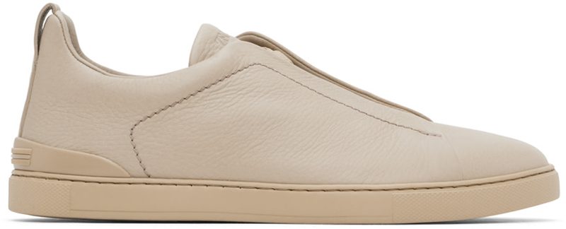 Taupe Triple Stitch Sneakers 242142M237006