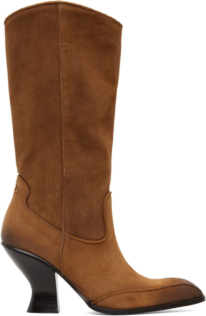 Tan D-Luffy Suede Knee-High Boots 262001F114000
