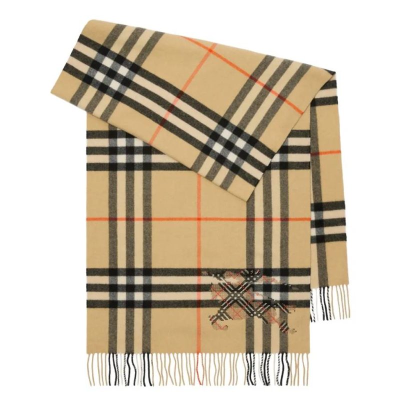 Wide Cross Stitch Knight Check Cashmere Scarf