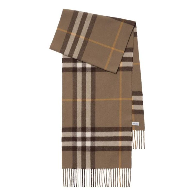 Check Fringed Cashmere Scarf