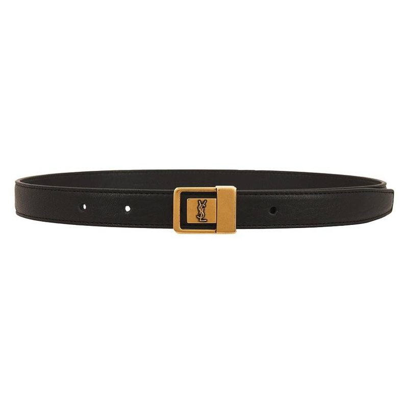 Grained Leather LA 66 Buckle Thin Belt