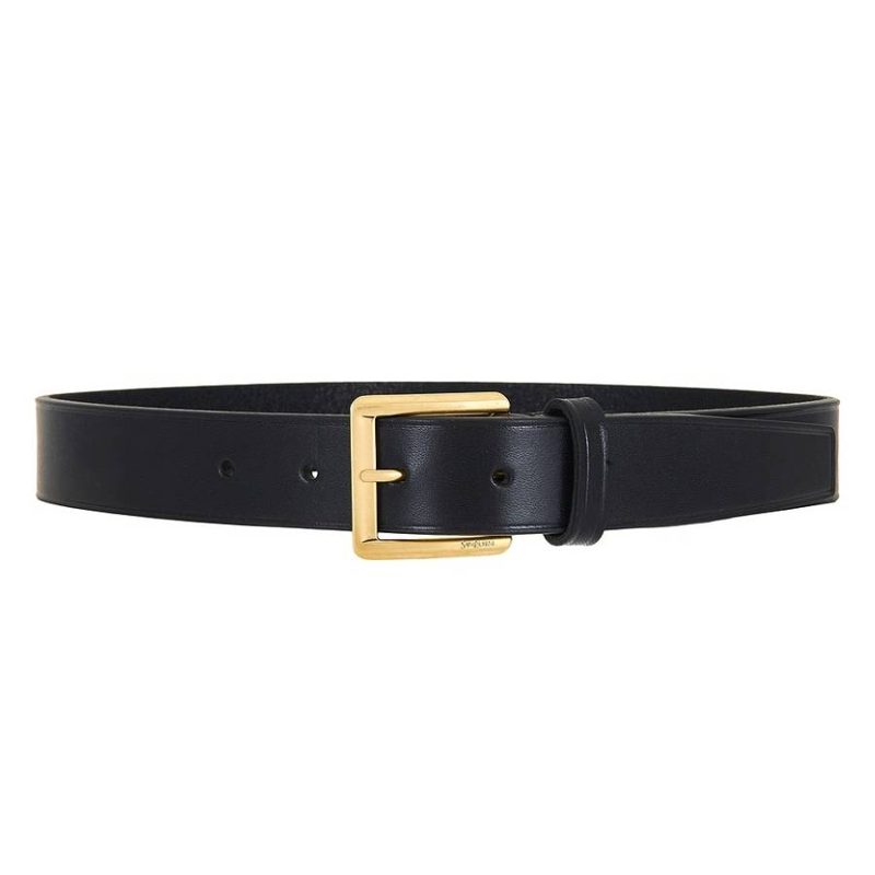 Rectangular Buckle Leather Belt