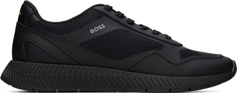 Black Ribbed Sole Mesh Sneakers 262085M237031