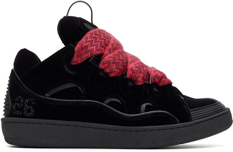 Black Curb Velvet Sneakers 262254M237046