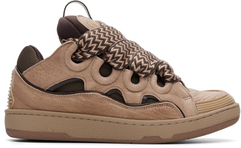 Beige Curb Dino-Effect Leather Sneakers 262254M237027