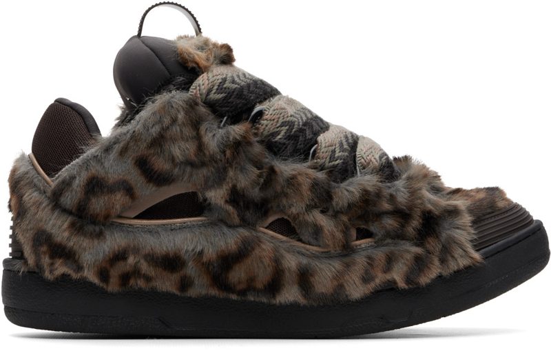 Gray Curb Faux Fur Sneakers 262254M237051