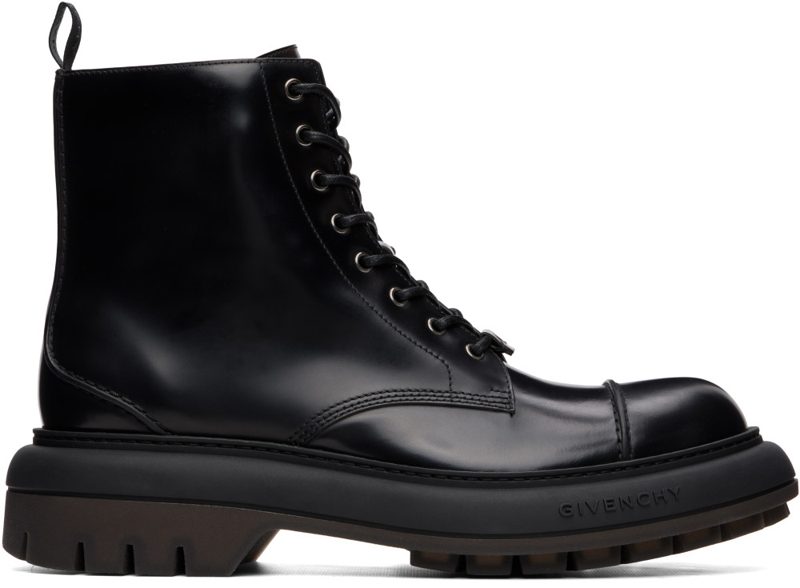 Black [GIVENCHY] Cargo Leather Boots 262278M255000