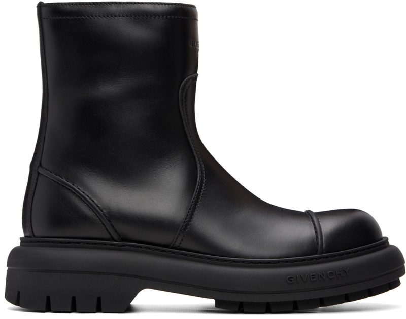 Black [GIVENCHY] Cargo Biker Leather Boots 262278M228000