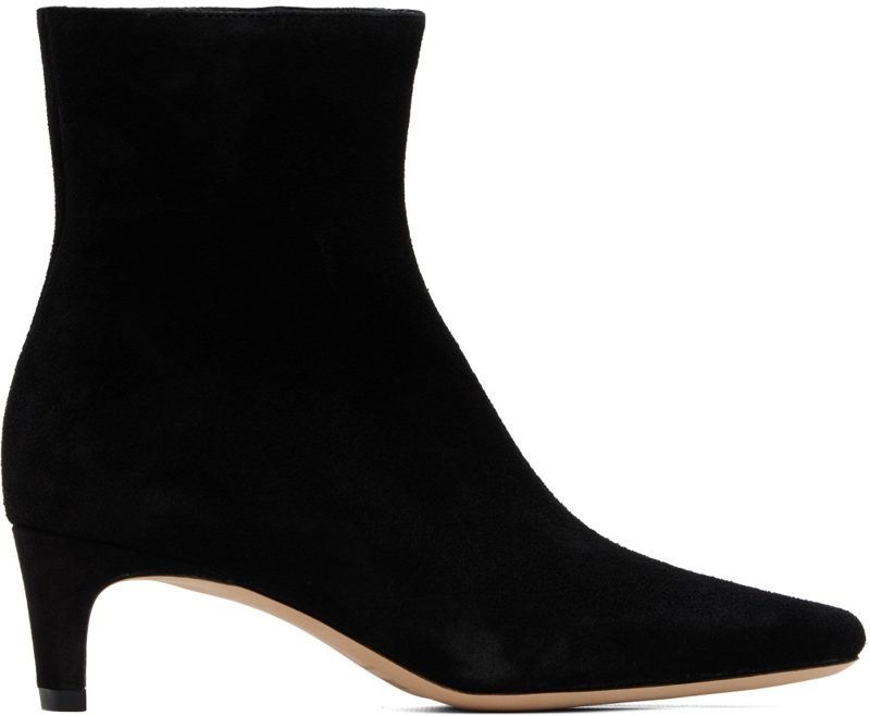 Staud Black Suede Wally Ankle Boots 262386F113006