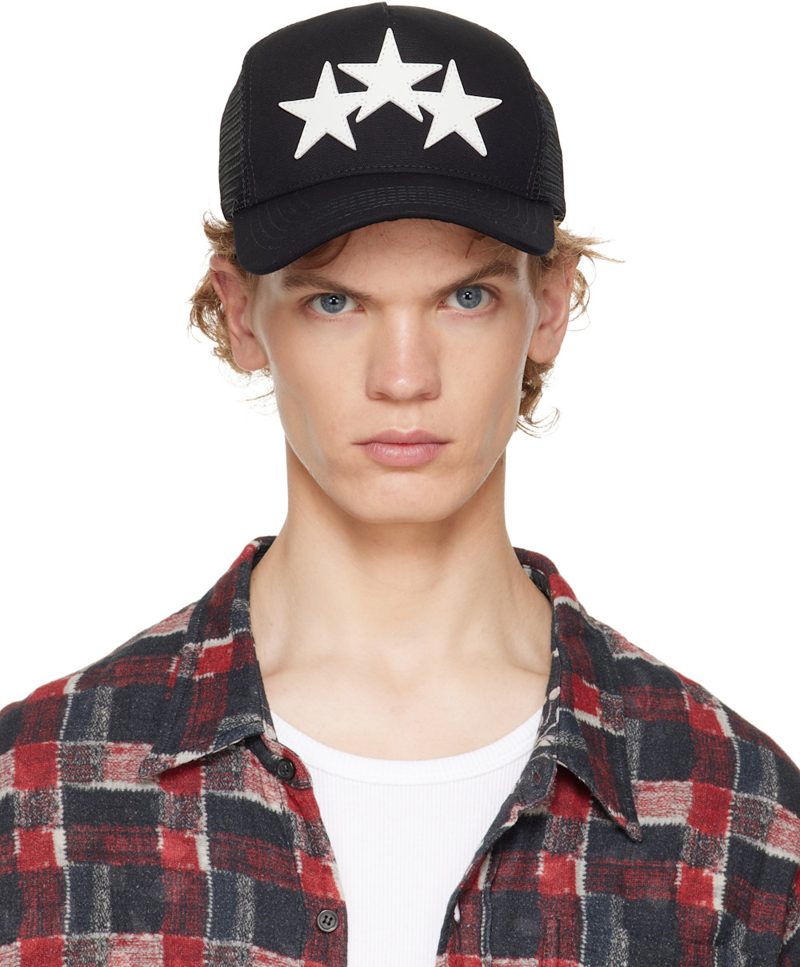Black 3 Star Trucker Cap 262886M139002