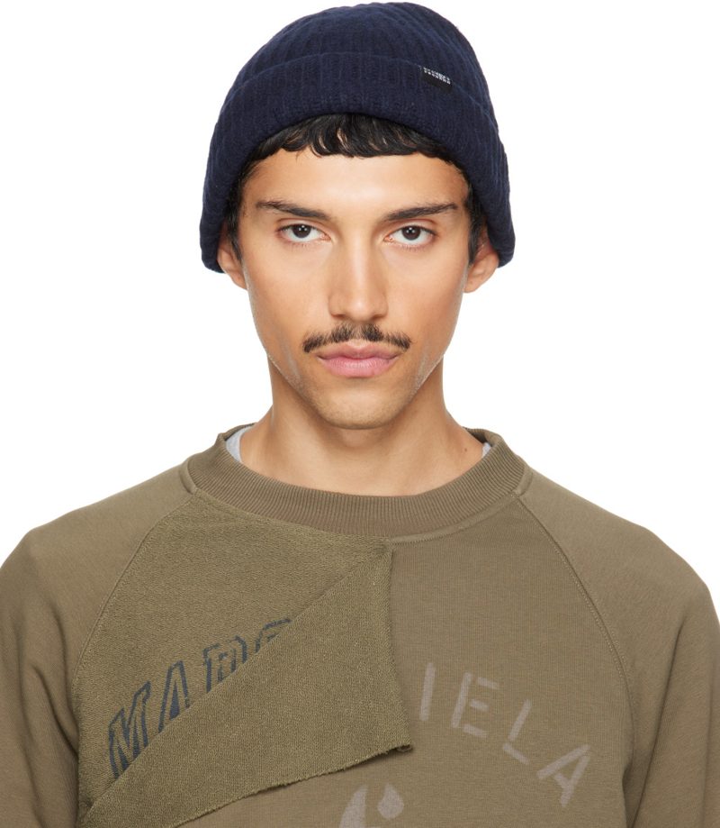 Navy Knit Beanie 262188M138002