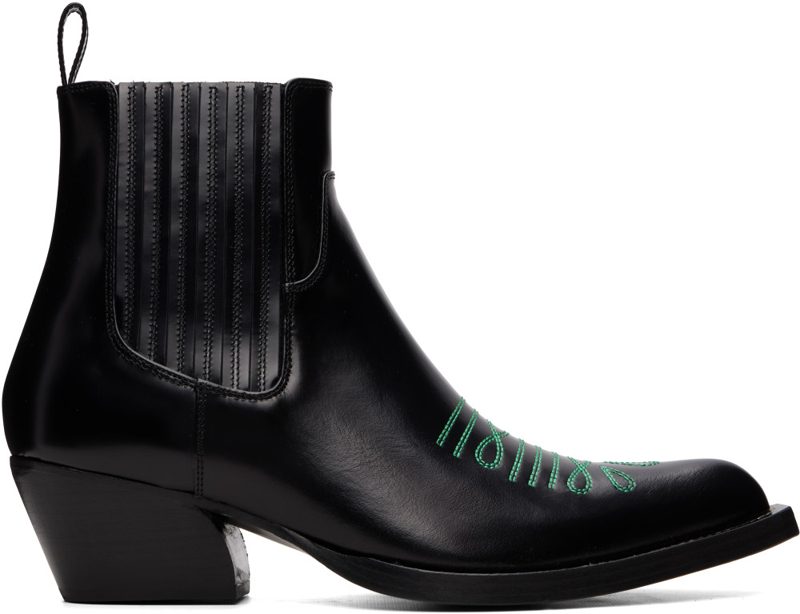 Marni Black Embroidered Chelsea Boots 262379M223000