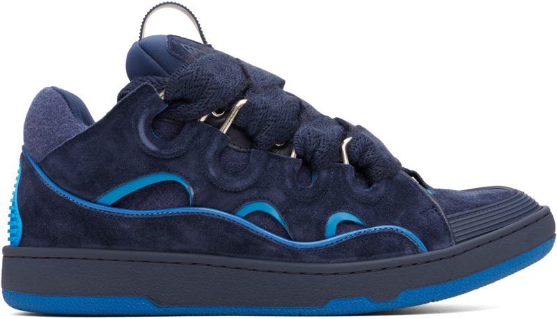Navy Curb Felt Sneakers 262254M237047