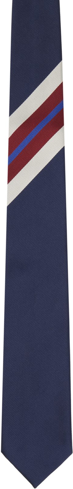 Navy Printed Silk Tie 261358M158001