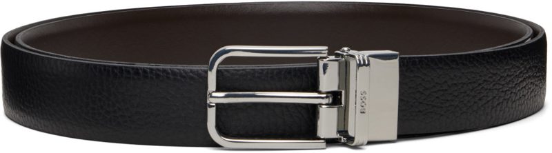 Black Logo Keeper Leather Belt 262085M131014