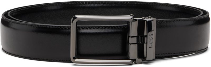 Black Automatic Logo-Engraved Keeper Belt 262085M131017