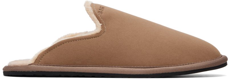 Beige Faux-Shearling Lined Slippers 262085M231026