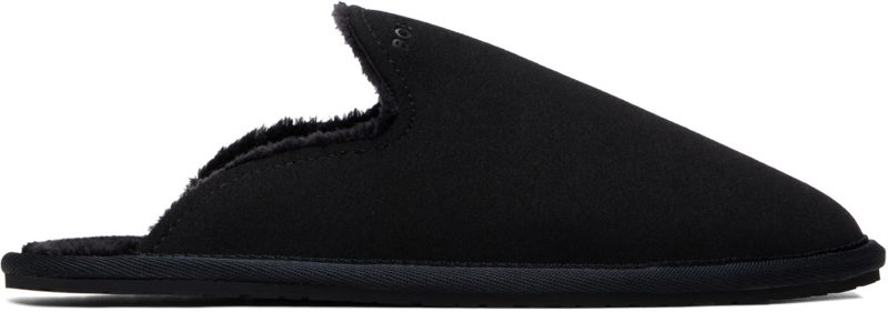 Black Faux-Shearling-Lined Slippers 262085M231025