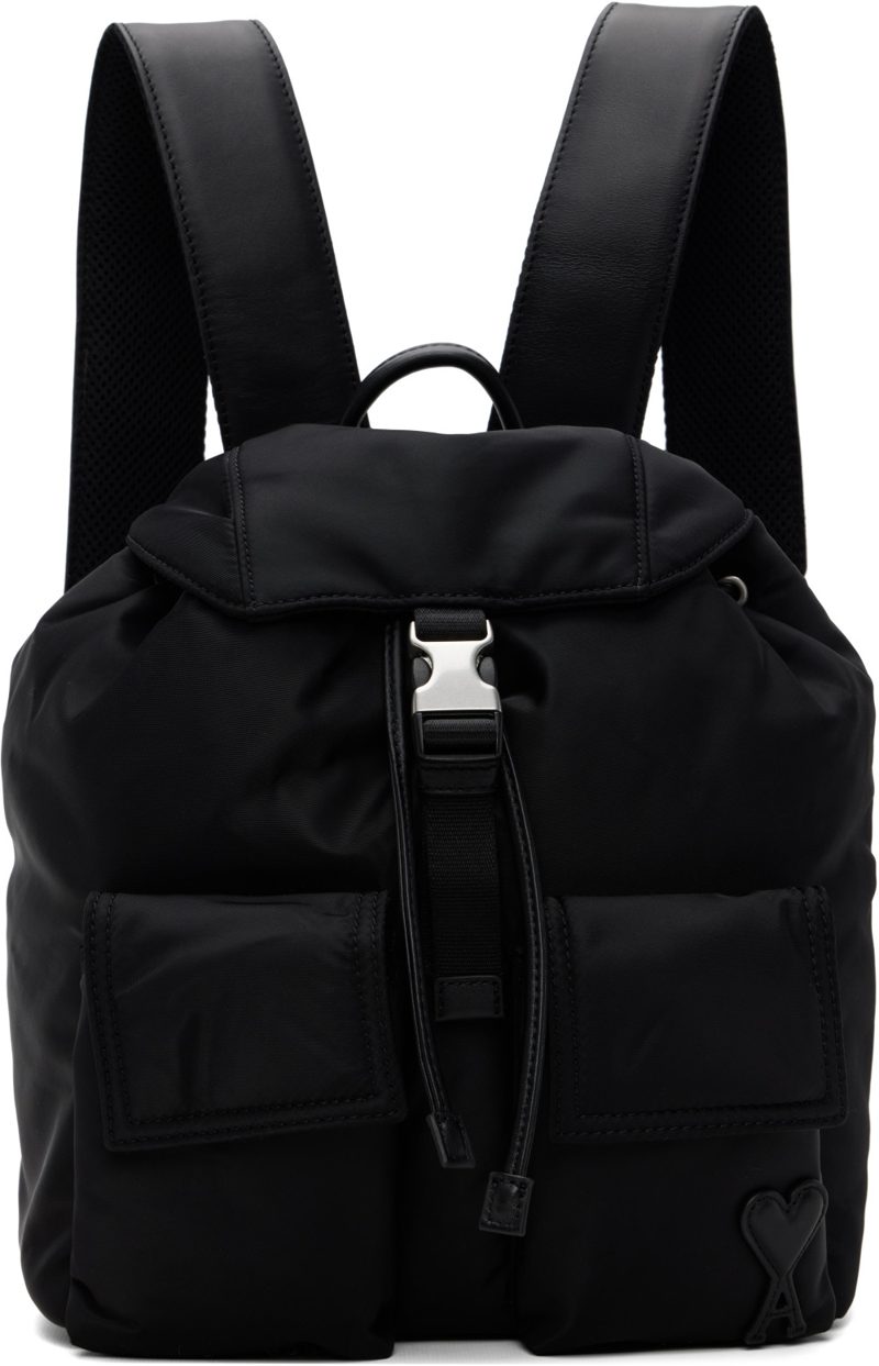 Black Small Nylon Marcel Flap Backpack 262482M166000