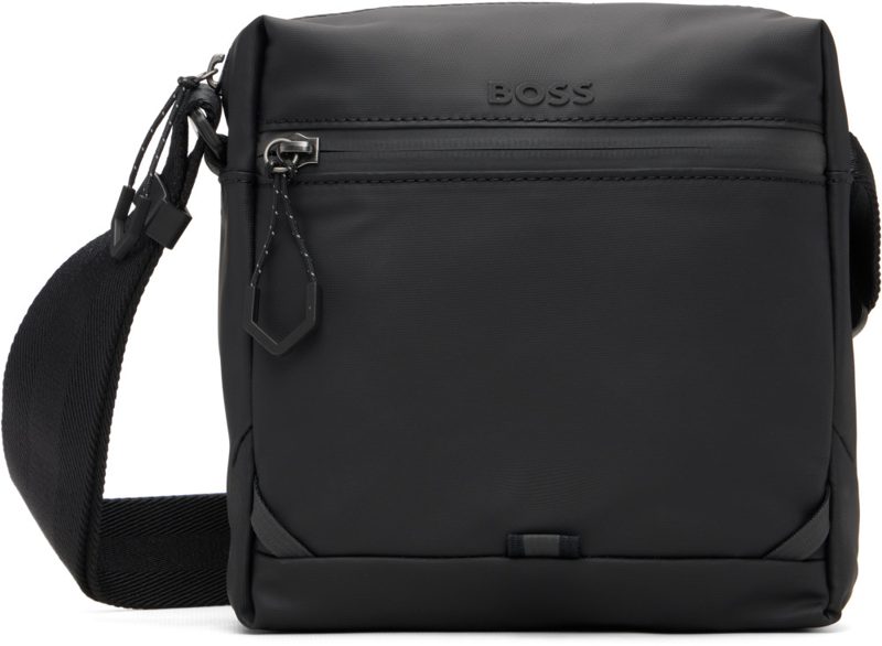 Black Faux-Leather Reporter Bag 262085M170039