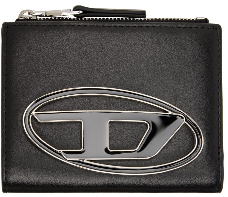 Black Logo Plaque Small Leather Wallet 262001F040003