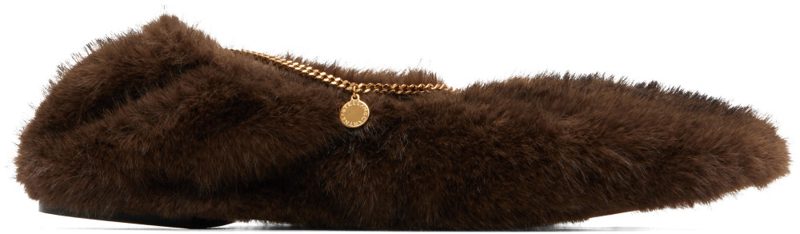 Brown Mink Ankle Chain Ballerina Flats 262471F118004