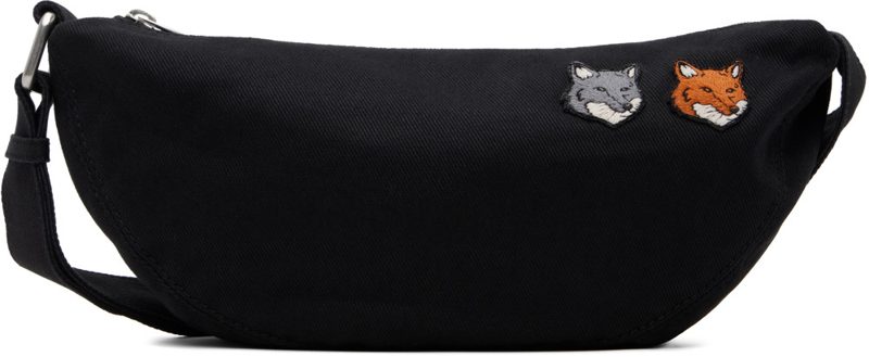 Maison Kitsune Black Double Fox Head Bumbag Bag 262389F048001